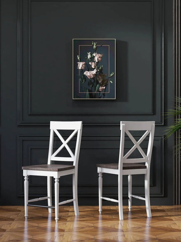24" Tall Bar Stools (Set of 2) - Brown / White