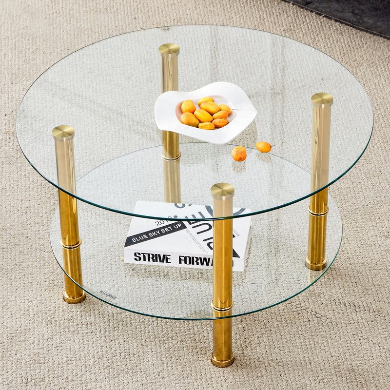 Contemporary Minimalist Double Layer Tempered Glass Coffee Table by HouseOfZazla