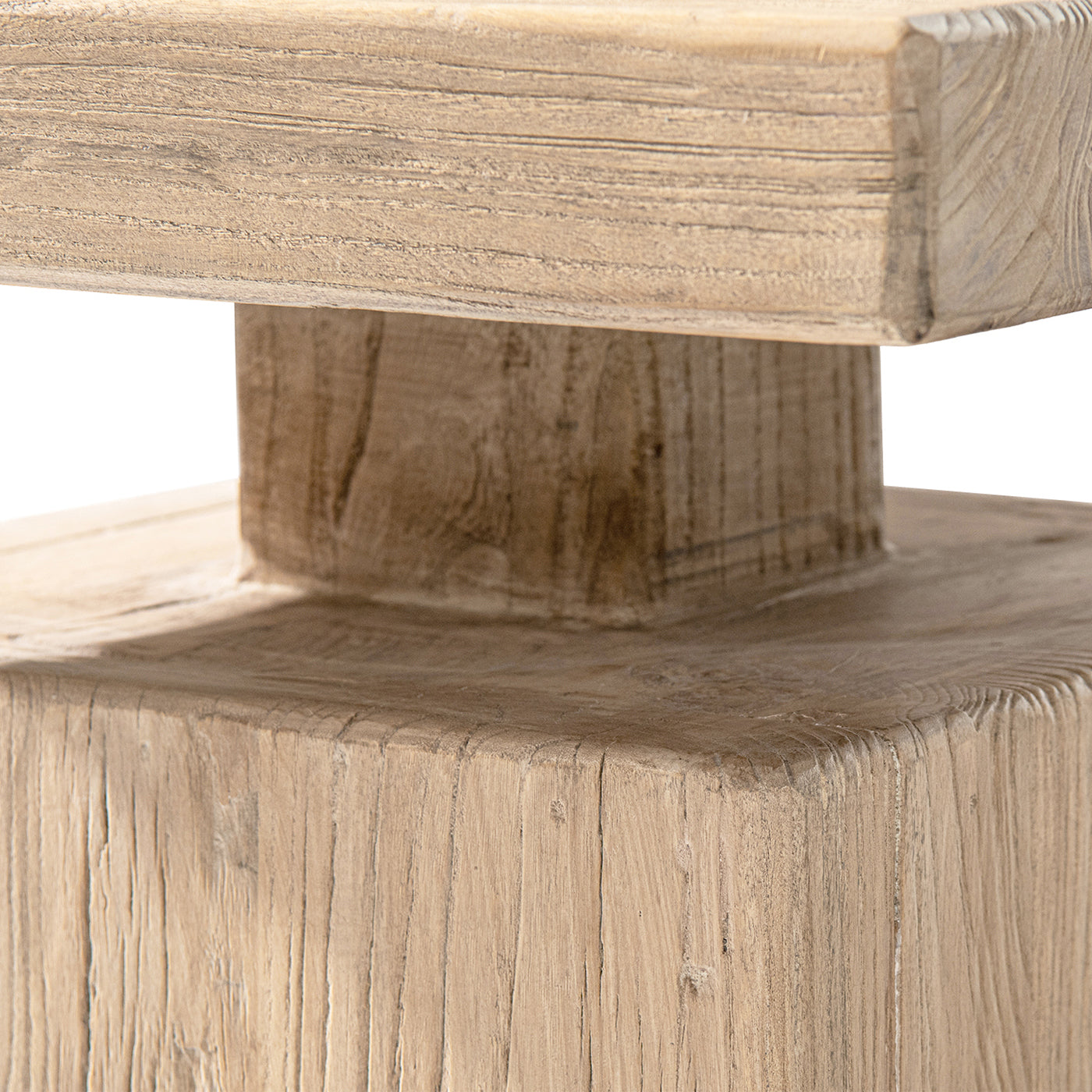 Calder 18' Solid Square Reclaimed Elm Block Plinth Side Table, Heritage Light Natural Brown by HouseOfZazla