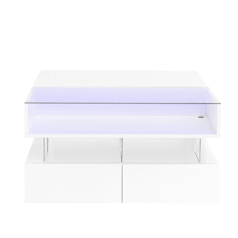 Lift Top Coffee Table With 2 Drawers, Hidden Space And LED Lights For Living Room by HouseOfZazla