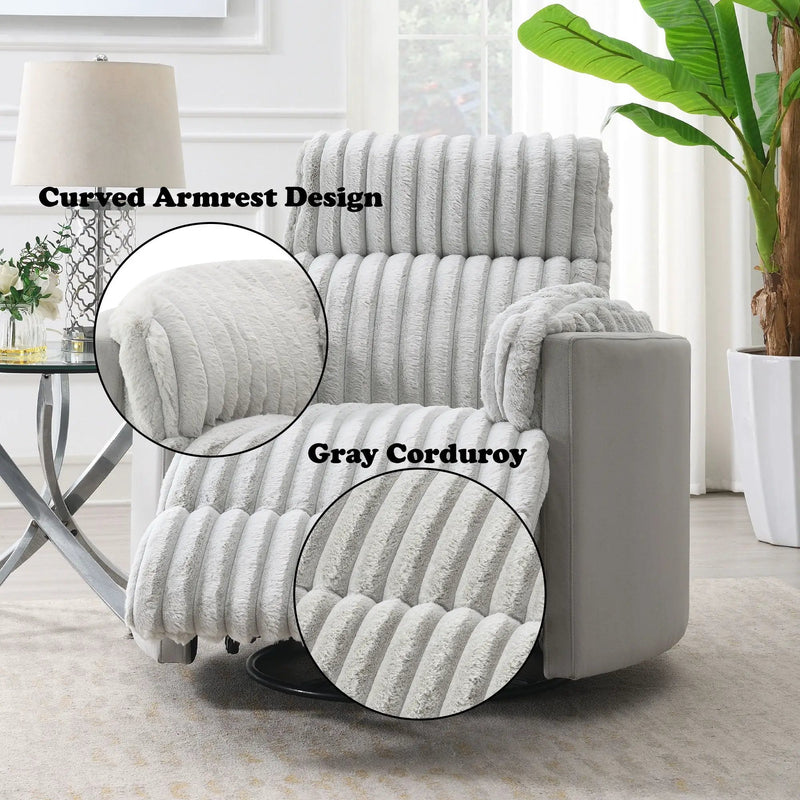Emee - Corduroy Glider Recliner With Swivel - Gray by Unique Piece Furniture