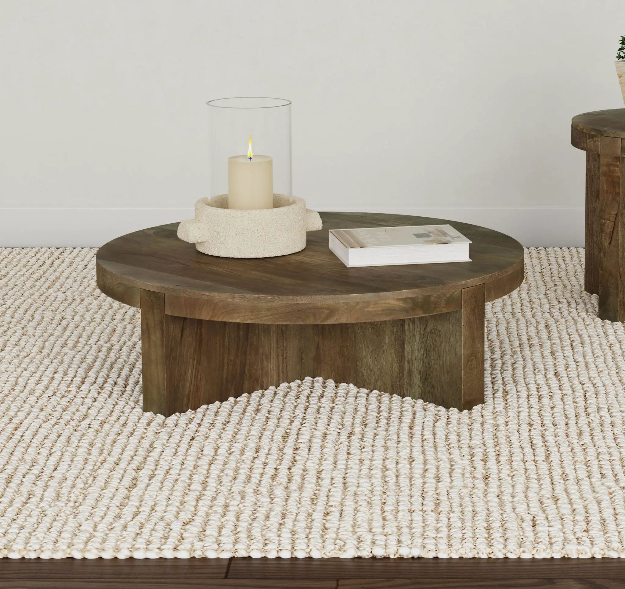 Kinkaid Round Solid Mango Wood Coffee Table Brown by Unique Piece Furniture