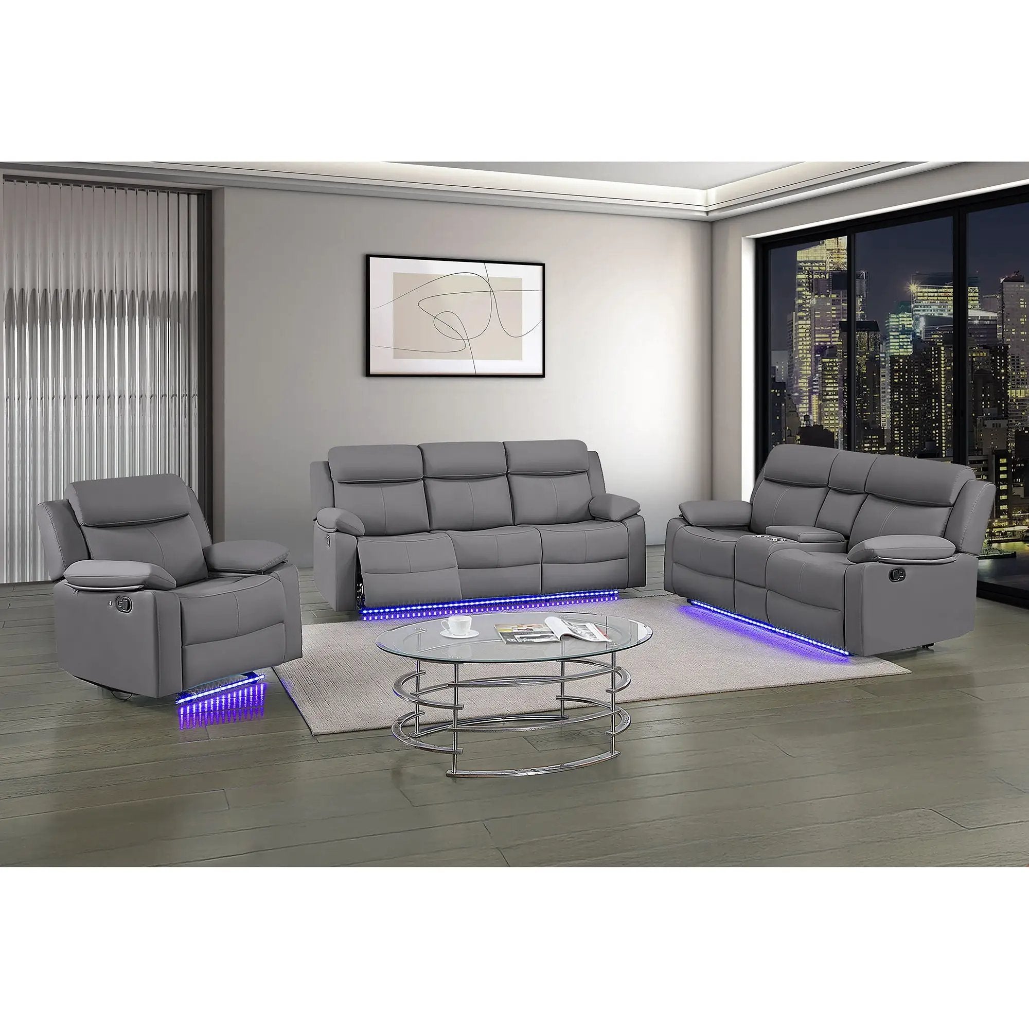 Blanche - Glider Recliner With LED, Pillow Top Arms by HouseOfZazla