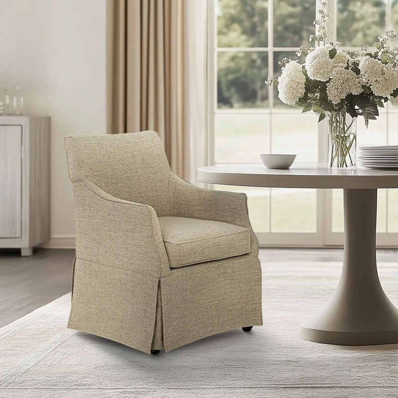 London - Upholstered Skirted Dining Arm Chair by HouseOfZazla