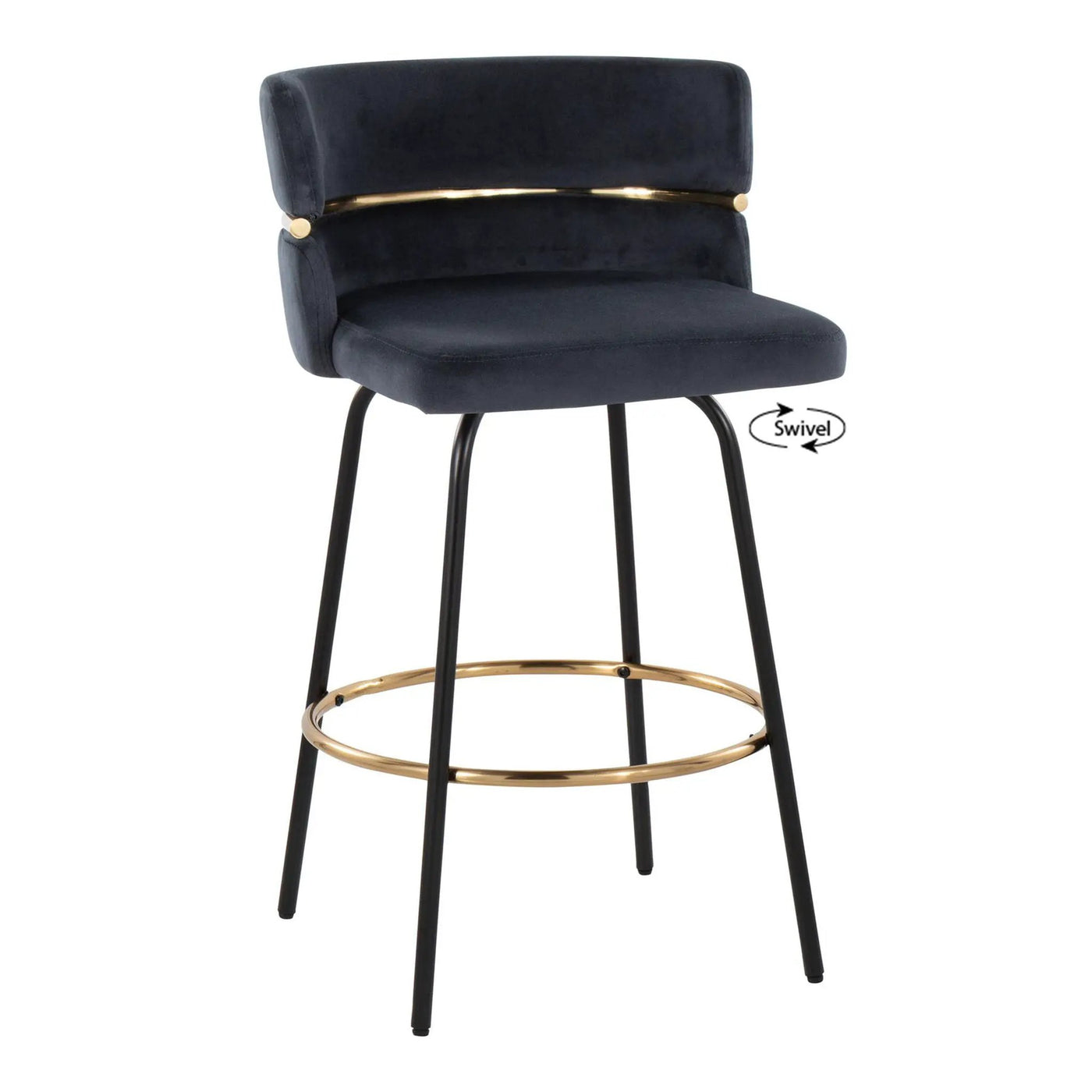 Cinch - Contemporary Fixed Height Counter Stool With Swivel & Round Footrest (Set of 2) by HouseOfZazla