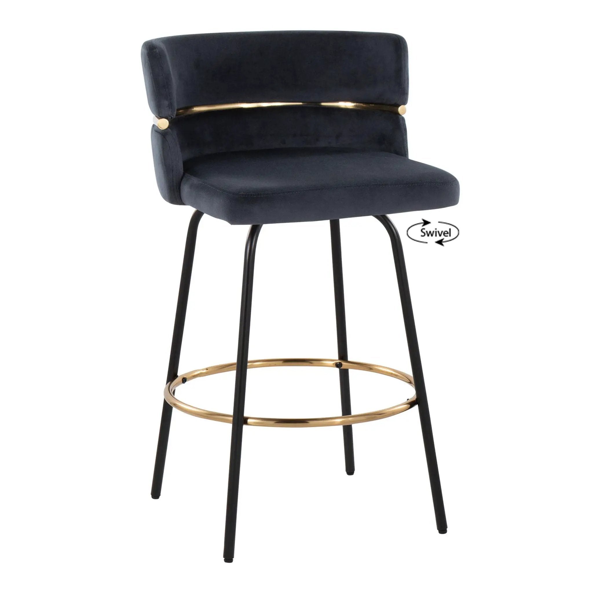Cinch - Contemporary Fixed Height Counter Stool With Swivel & Round Footrest (Set of 2) by HouseOfZazla