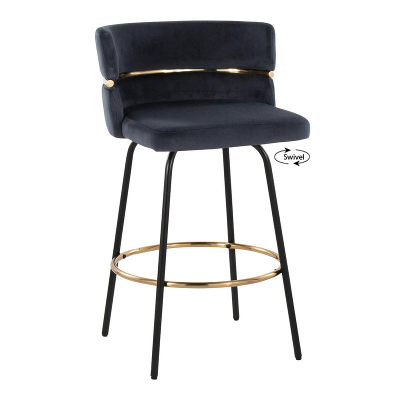 Cinch - Contemporary Fixed Height Counter Stool With Swivel & Round Footrest (Set of 2) by HouseOfZazla