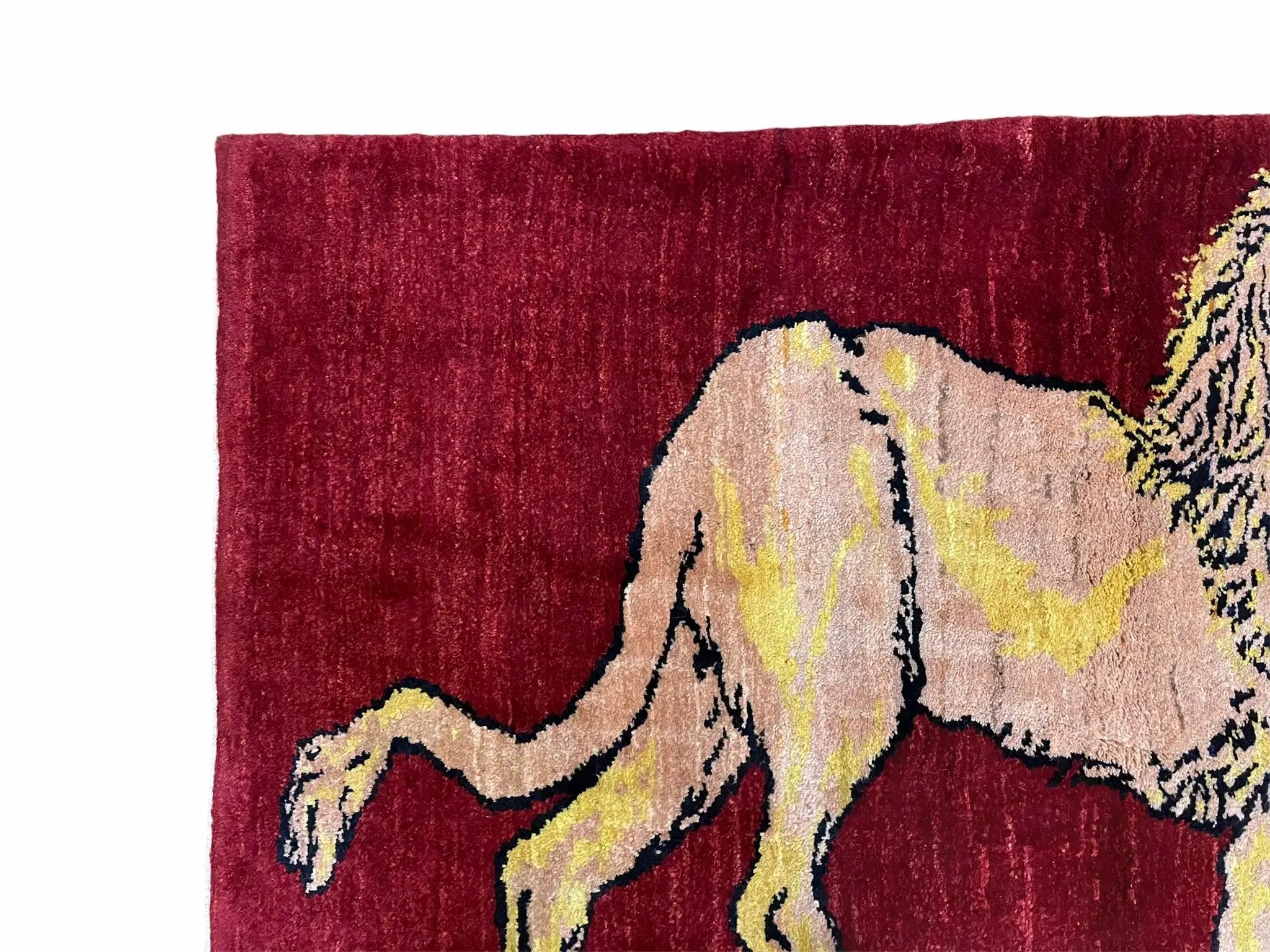 3 X 5 Handmade New Vintage Rug Quality Wool Lion Red Veggy Dyes Hand-Knotted by Jewel Rugs
