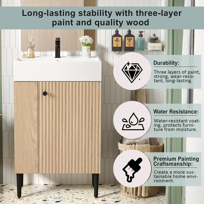 Bathroom Vanity, Combo Cabinet, Bathroom Storage Cabinet, Single Ceramic Sink by HouseOfZazla