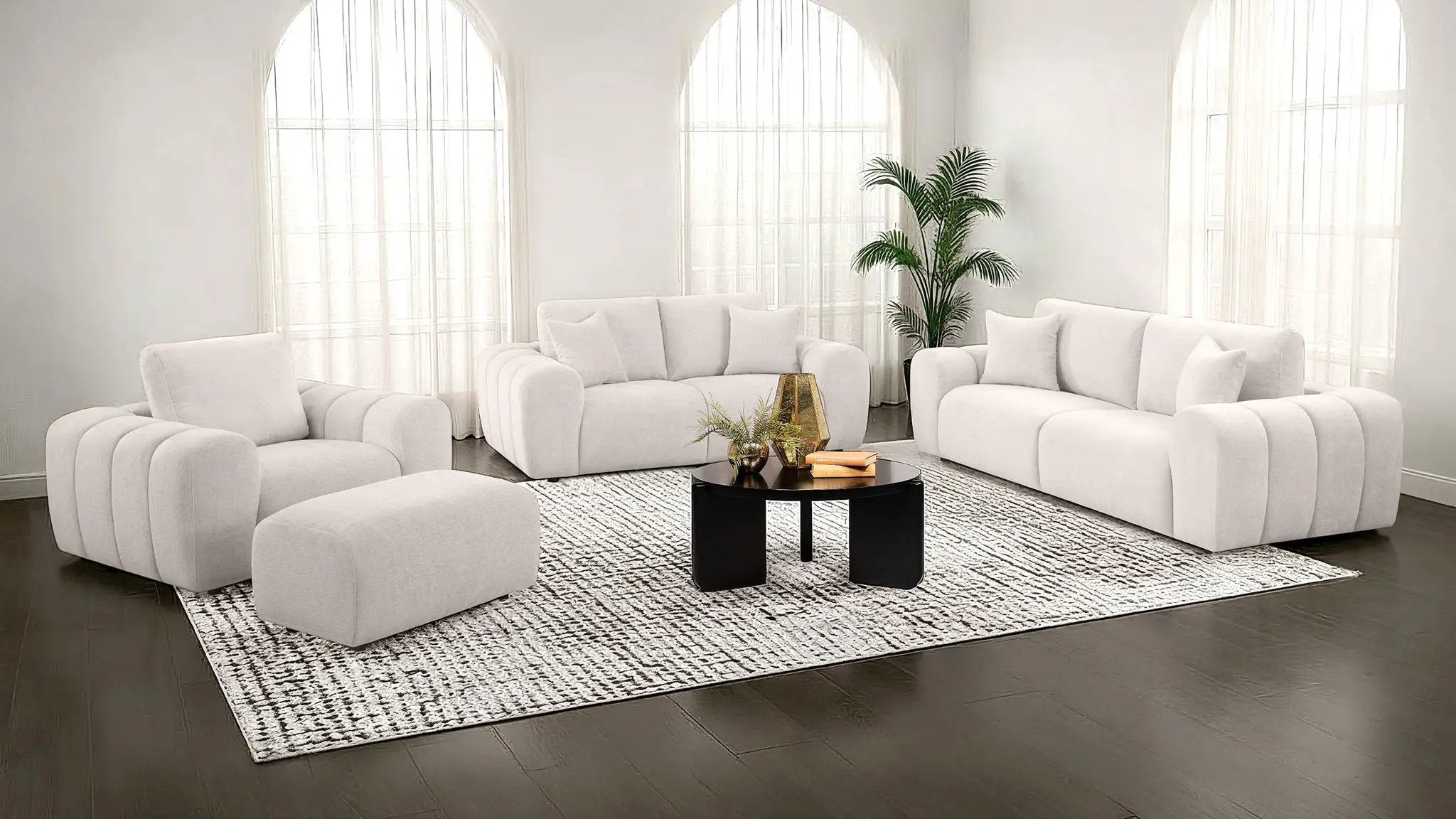 Burnett 4-piece Chenille Upholstered Sofa Set Ivory by Unique Piece Furniture
