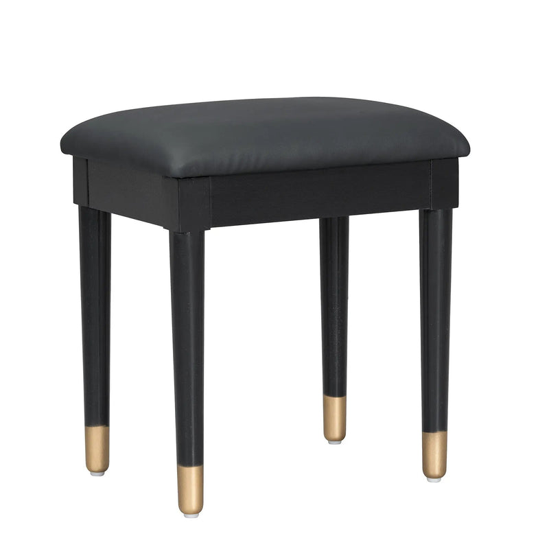 Modern Makeup Vanity Desk With Drawers Cabinet & Charging Port Engineered Wood Space Saving Design For Small Places - Black by HouseOfZazla