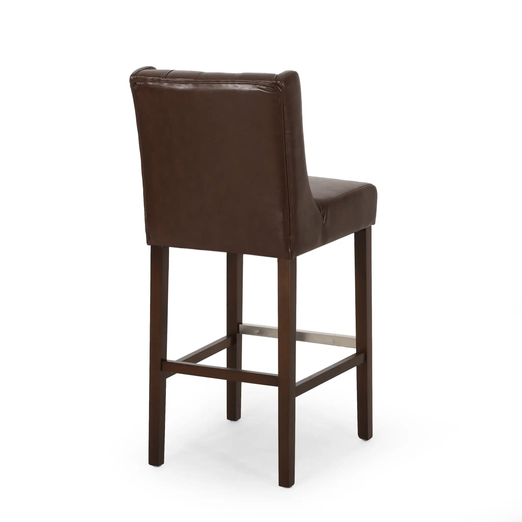 30.5 Inch Seat Height Bar Stool with PU Upholstery and Metal Footrest by HouseOfZazla