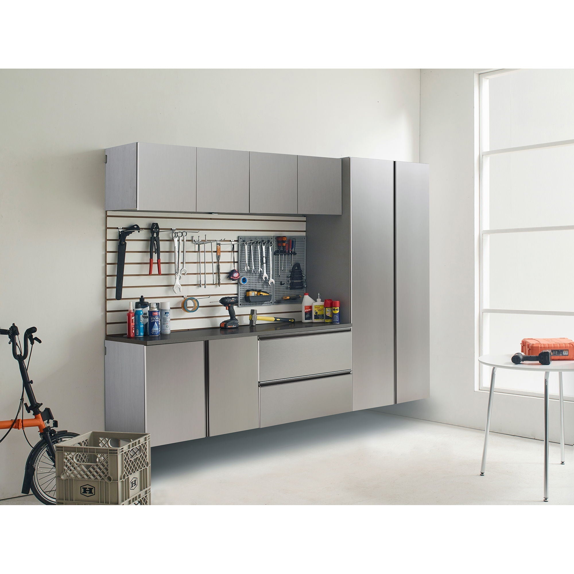 Nova Series - Garage Cabinet Set B With Soft Closing Mechanism - Metallic Gray by HouseOfZazla