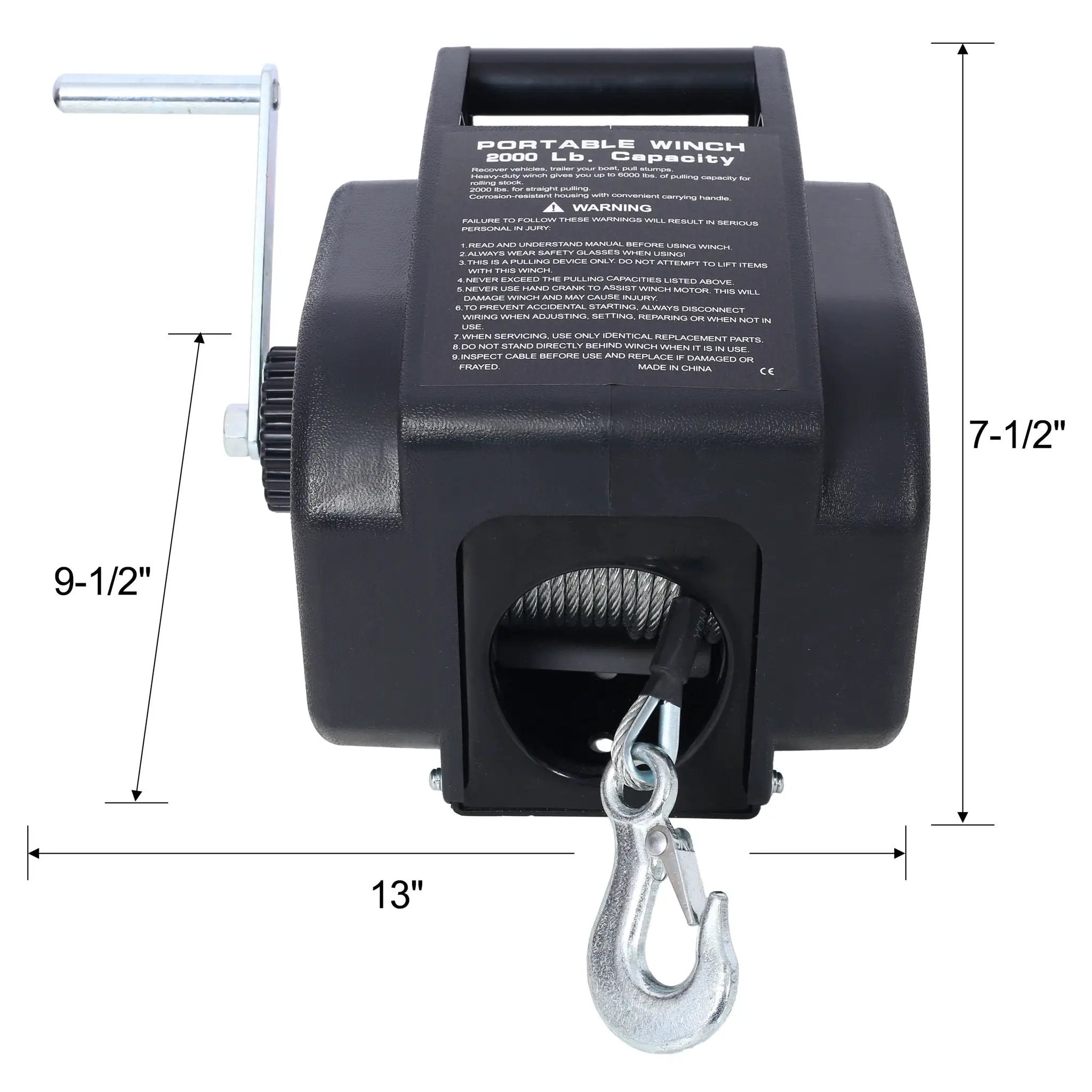 Reversible Electric Trailer Winch For Boats Up To 5000 Lbs With Galvanized Wire Rope And Casing - Black by HouseOfZazla