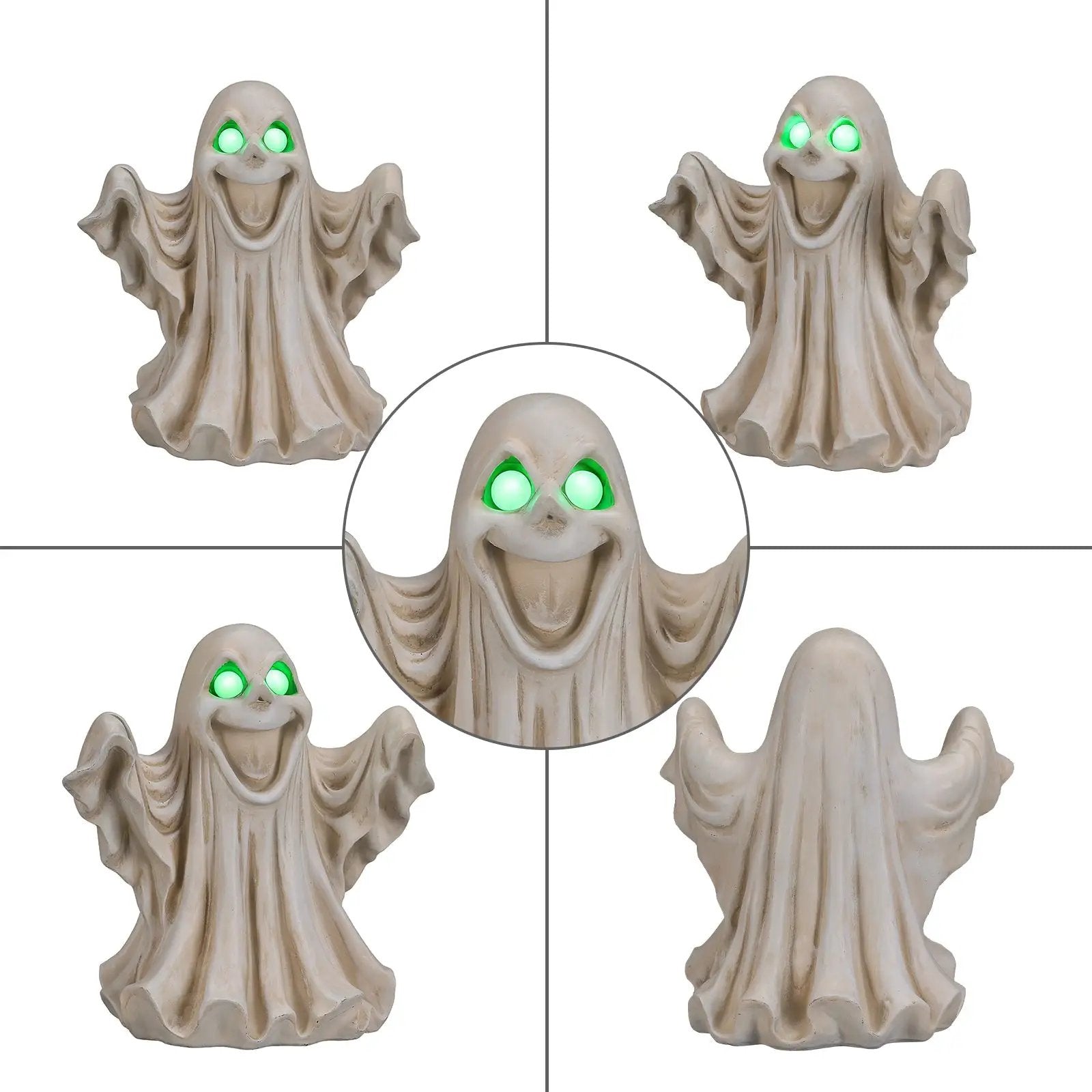 Halloween Ghost Figurine - LED Light Up with Glowing Eyes by HouseOfZazla