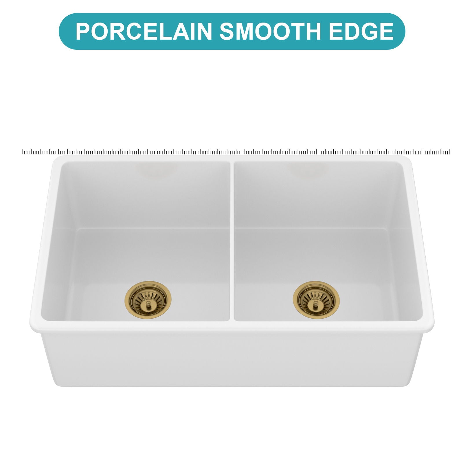 32" Undermount Double Bowl Kitchen Sink Rectangular Deep Dual Bas With Grids - White by HouseOfZazla