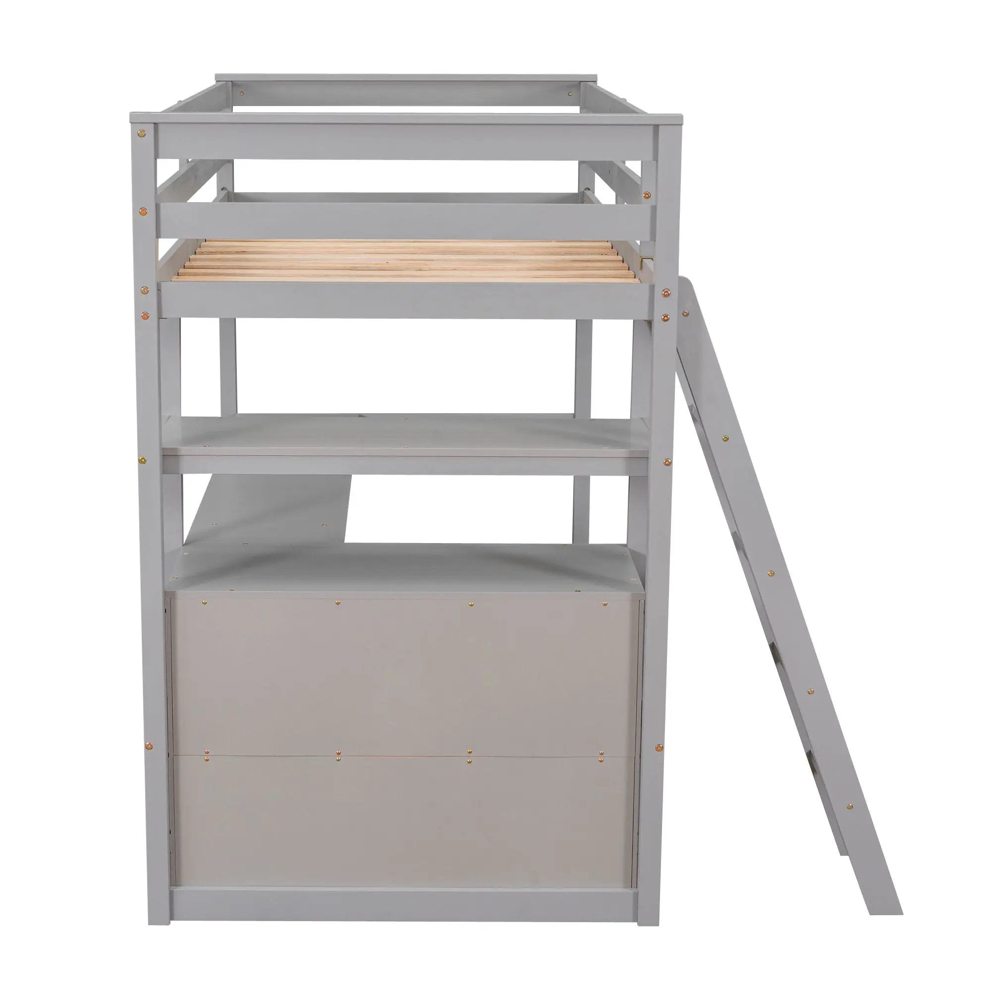 Modern Loft Bed With Built In Desk, Shelves, And 2 Drawers by HouseOfZazla