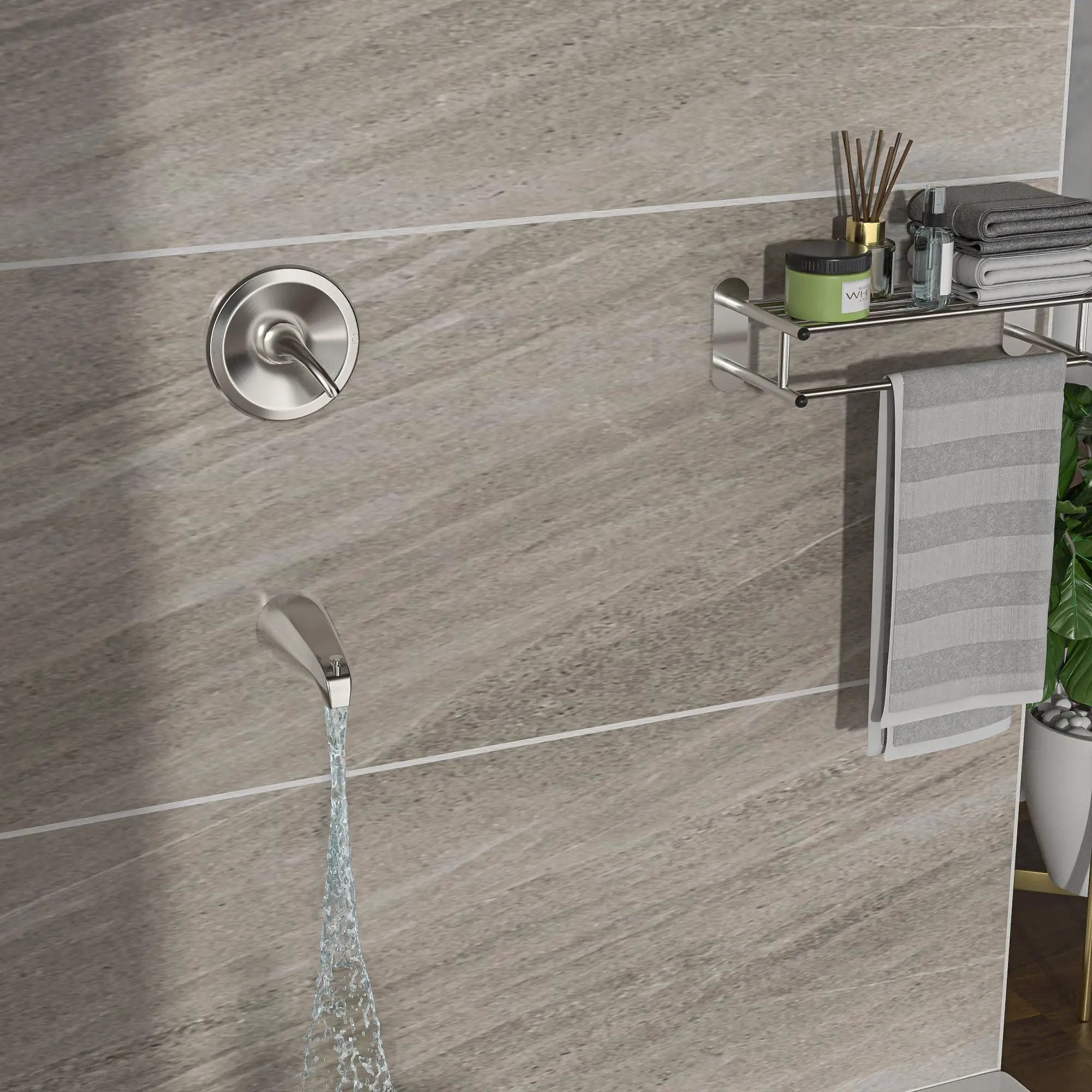 10" Round Rain Shower Head System With Waterfall Tub Spout, Wall Mounted, Stainless Steel by HouseOfZazla