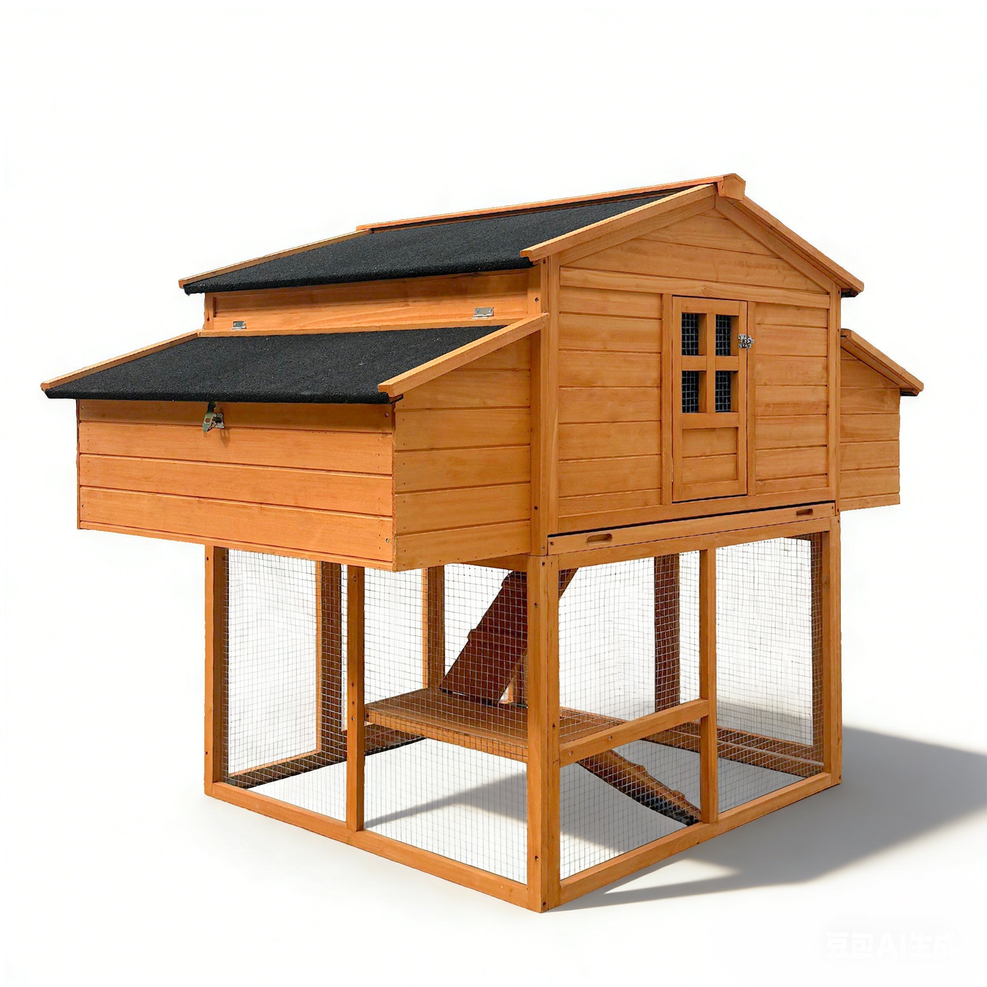 Chicken House for Outdoor with Two Nesting Boxes, Leakproof Pull-On Tray, and UV-Resistant Roof Panel by HouseOfZazla