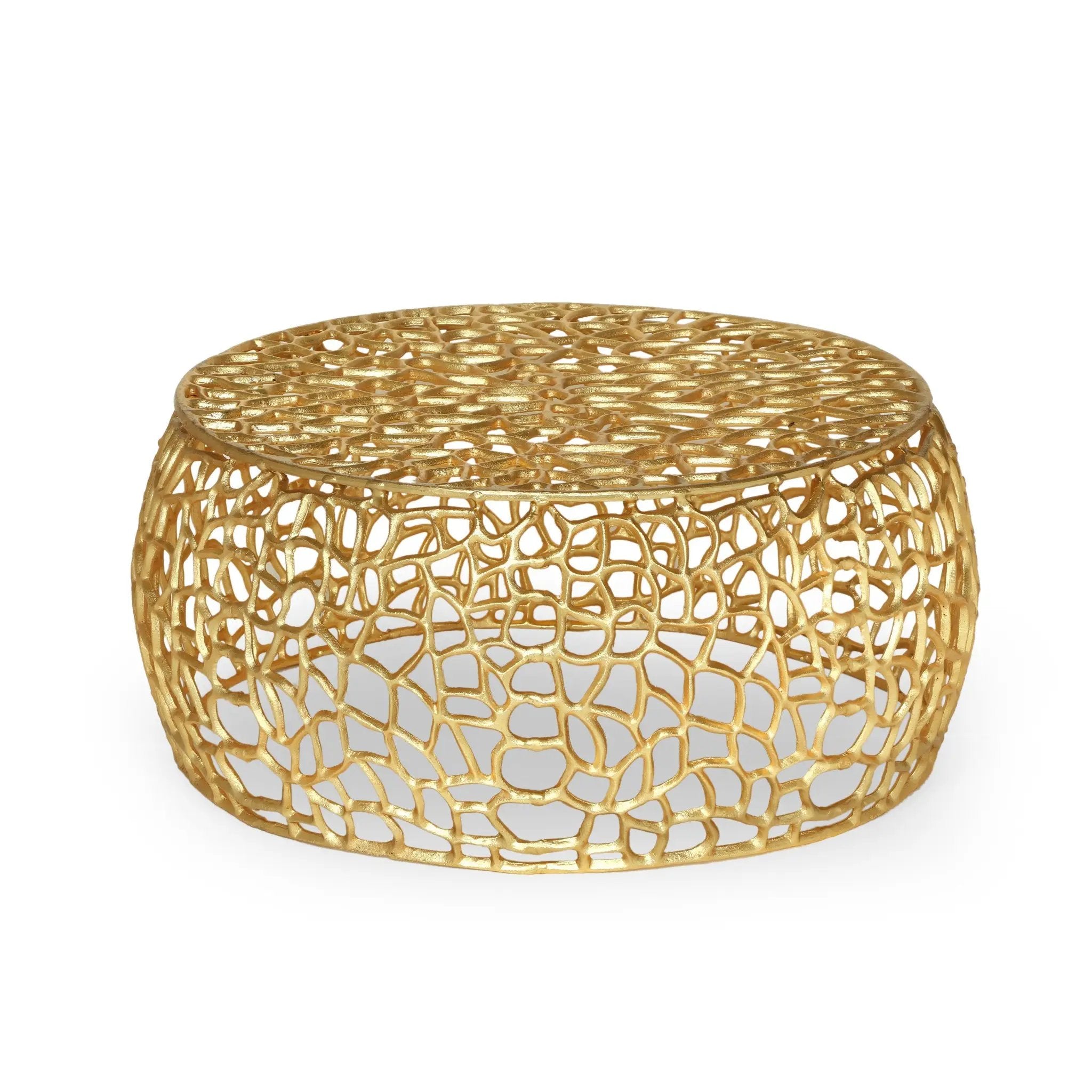 Modern Glam Mesh Coffee Table with Gold Accents and Aluminum Frame by HouseOfZazla
