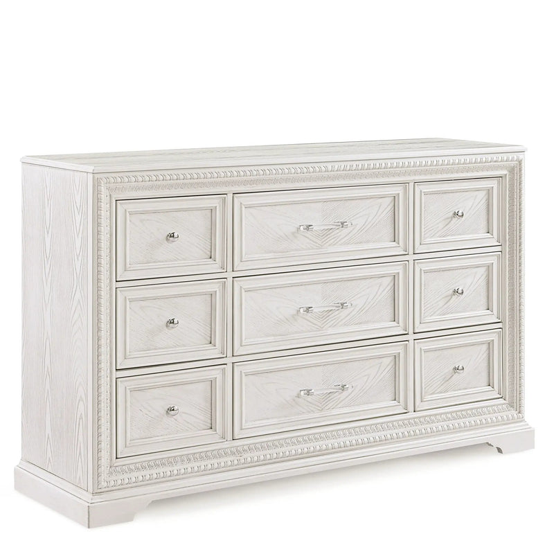 6 Drawer Storage Dresser Antique Wooden Bedroom Furniture - Antique White by HouseOfZazla