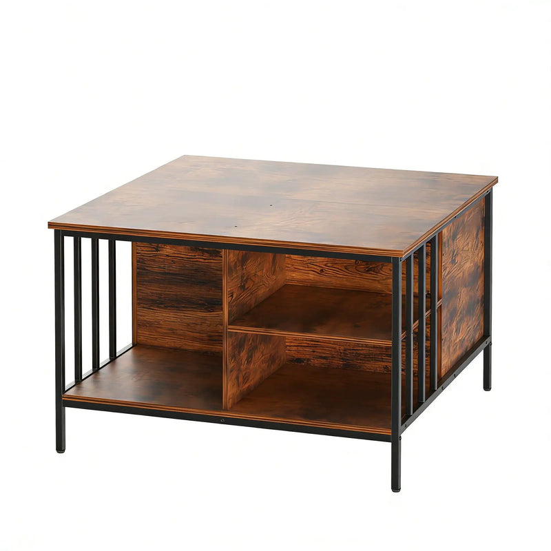 Lift Top Coffee Table With Storage, Adjustable Height Living Room - Black / Brown by Unique Piece Furniture