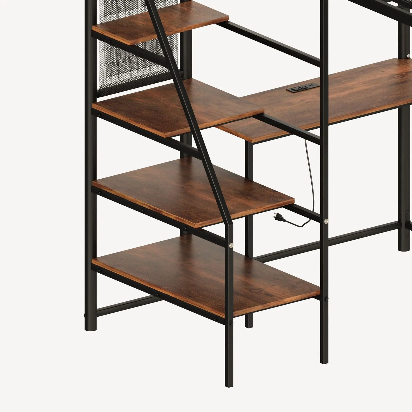 Metal Loft Bed With Built - In Charging Station And LED Light by Unique Piece Furniture