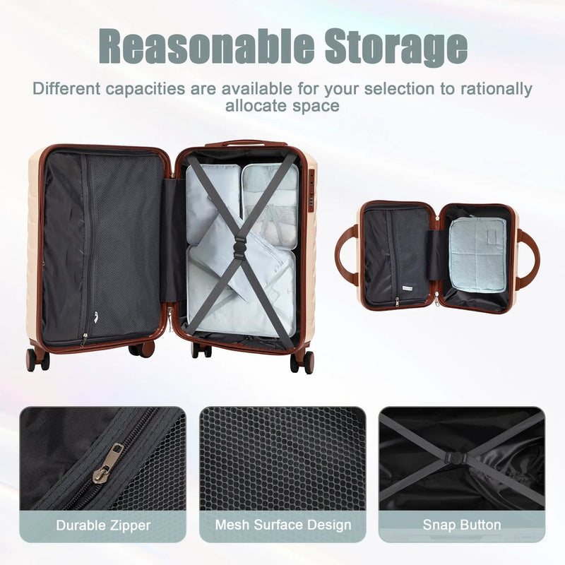 14'/20' 2-Piece Beige ABS Spinner Wheel Luggage Set by HouseOfZazla