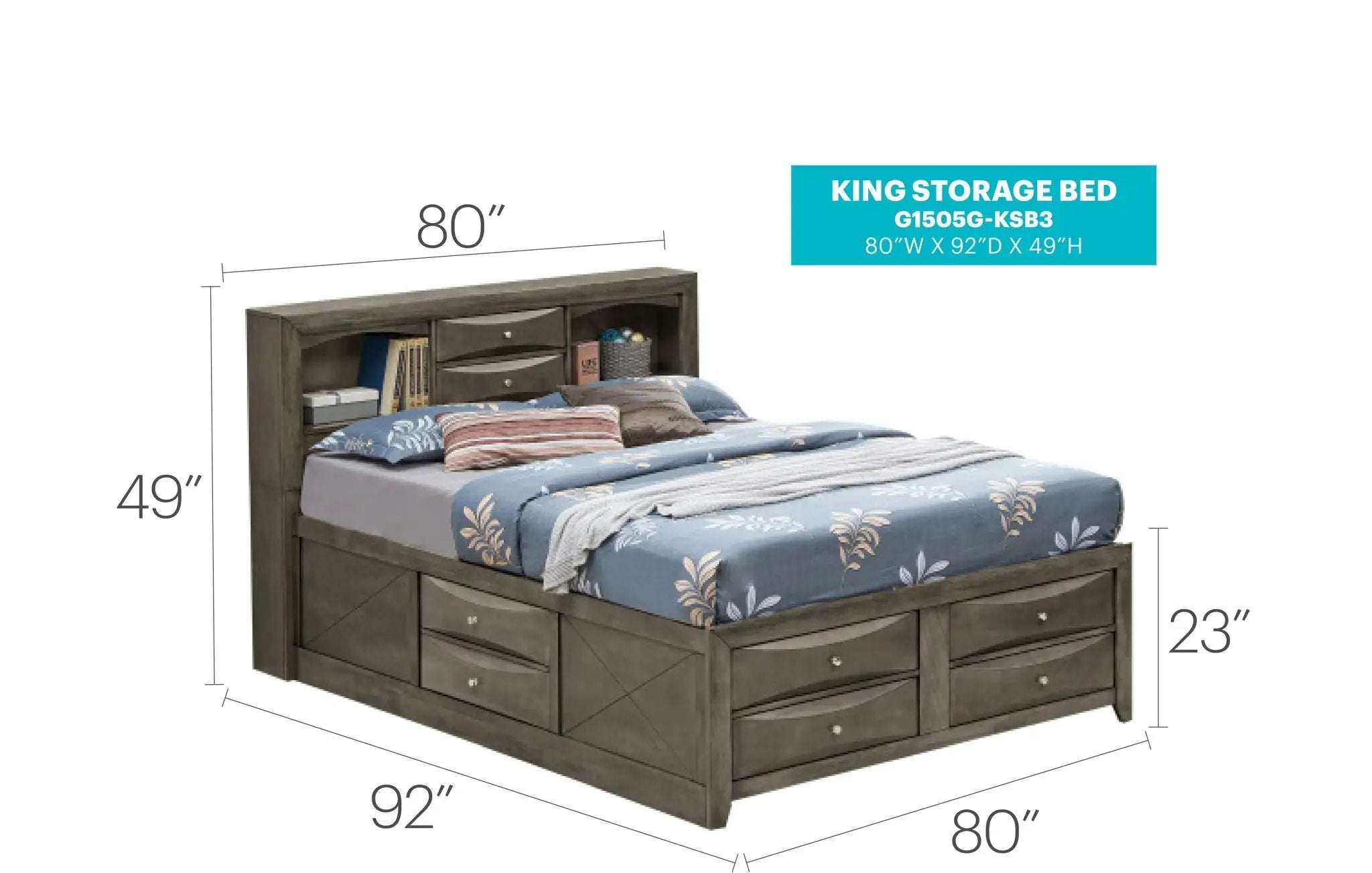 Modern Design Storage Bed With Bookcase Headboard by Unique Piece Furniture