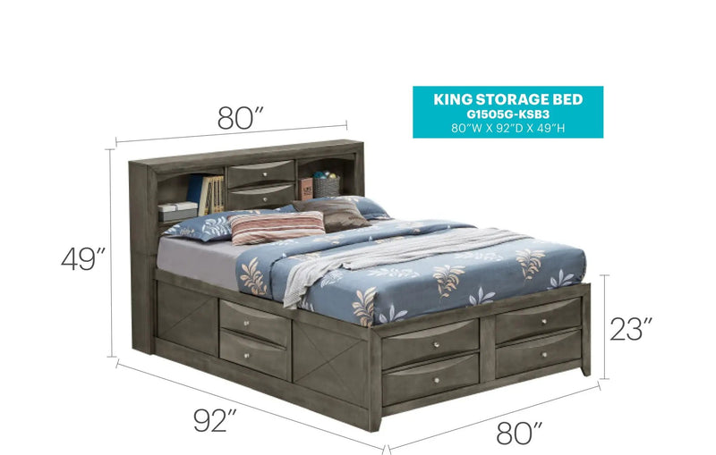 Modern Design Storage Bed With Bookcase Headboard by HouseOfZazla