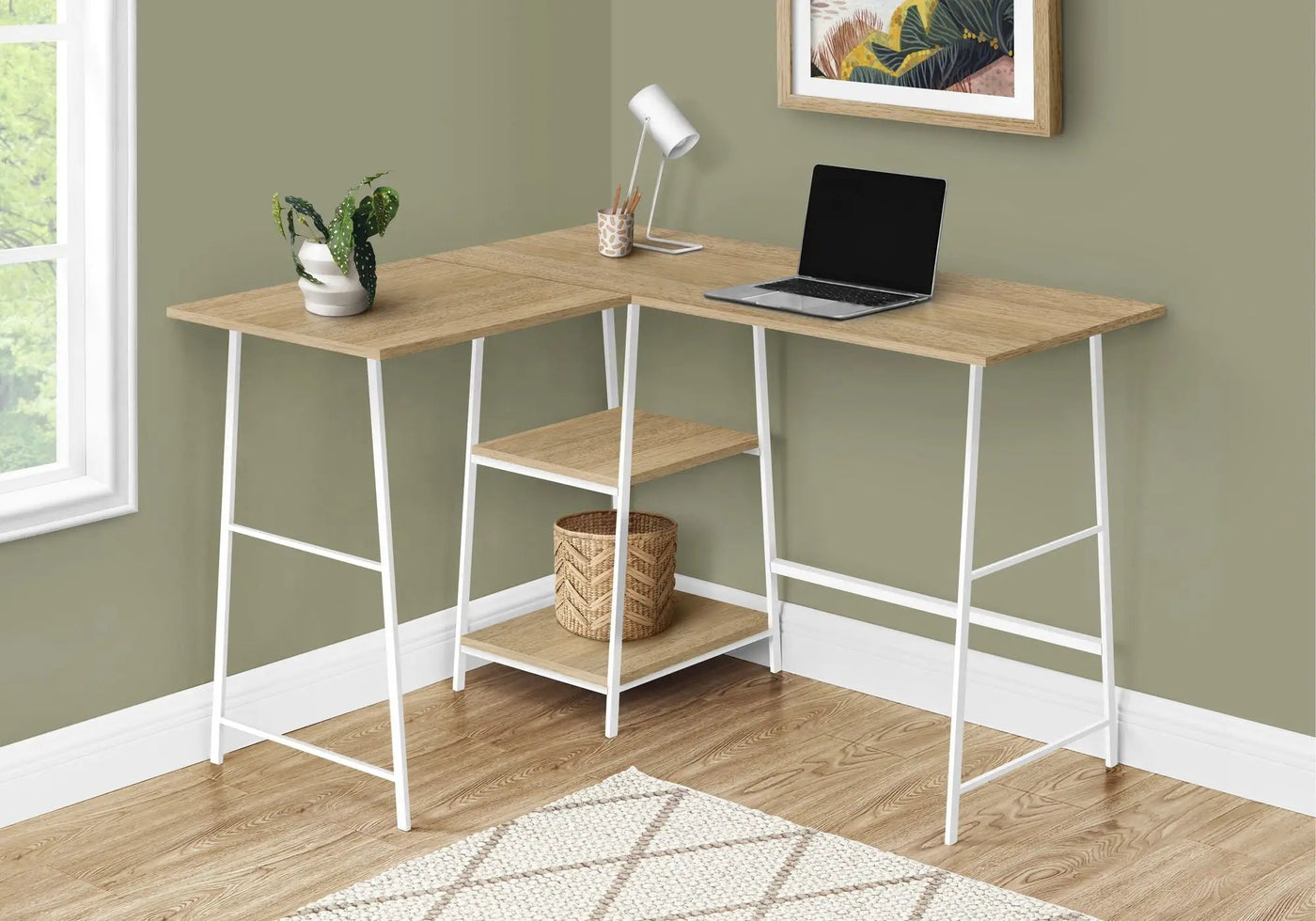 L-Shape Computer Desk with Storage Shelves by HouseOfZazla