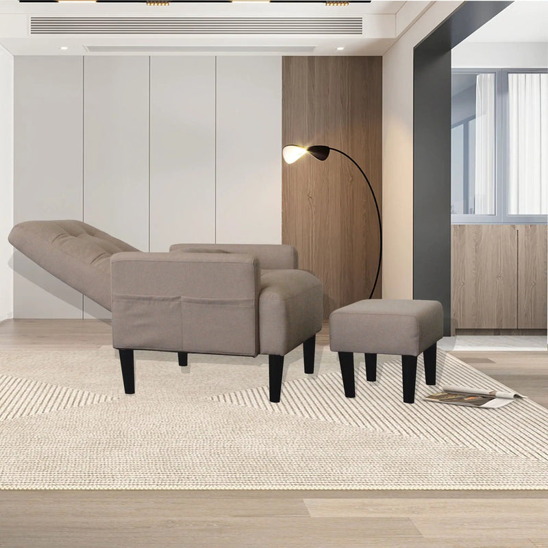 Living Room Sofa Single Chair And Ottoman, Modern Multi-Function Fabric Living Room Sofa Lounge Chair Bed And Stool. Soft Leisure Single Chair Adjustable Into 5 Angles With Sofa Bed by HouseOfZazla