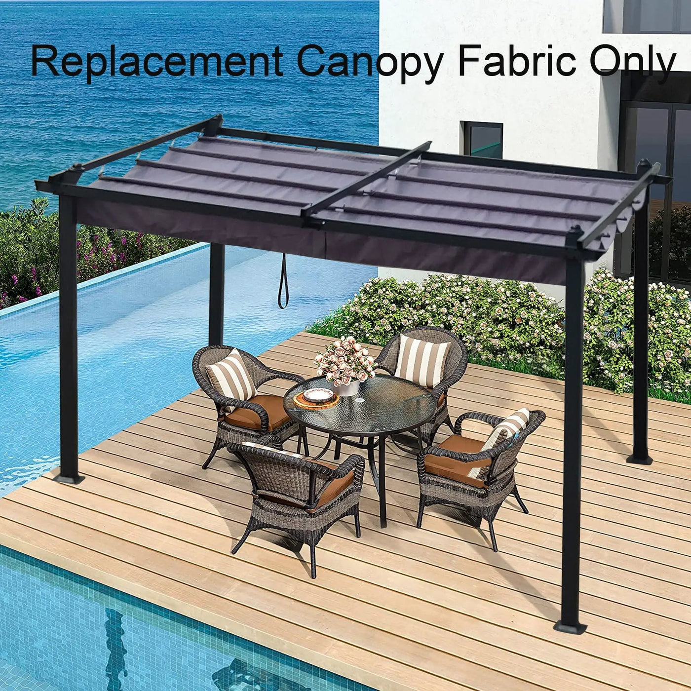 Replacement Canopy Top Cover Fabric For Outdoor Patio Retractable Pergola Sun-Shelter Canopy by HouseOfZazla