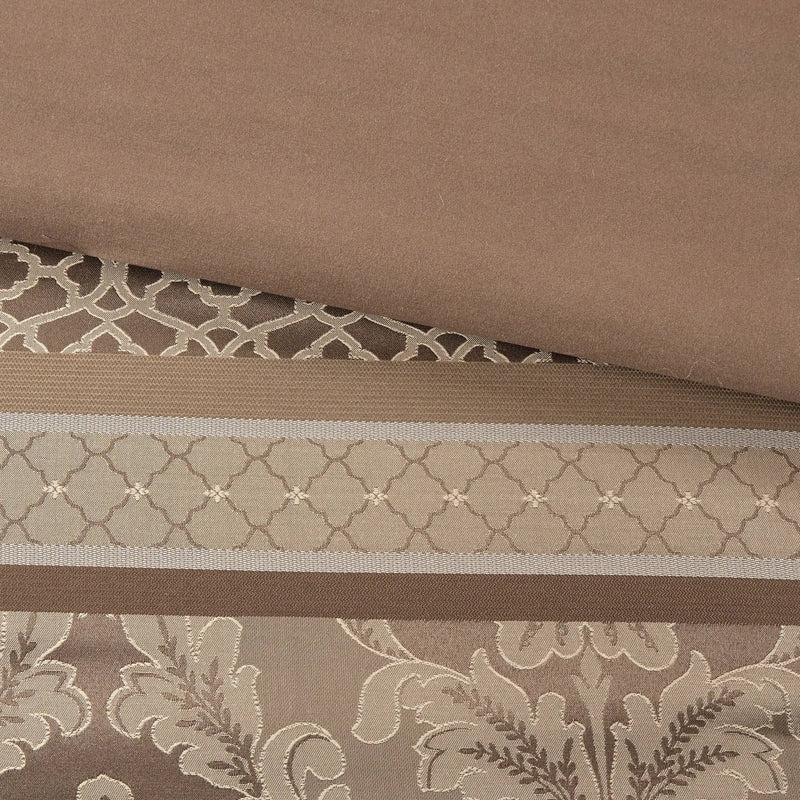 7 Piece Jacquard Comforter Set Brown/Gold Queen by HouseOfZazla