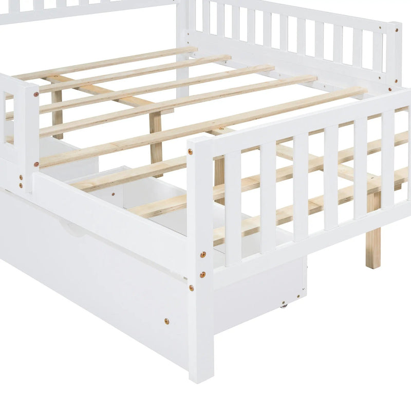 Platform Bed With Guardrails On Both Sides And 2 Storage Drawers by HouseOfZazla