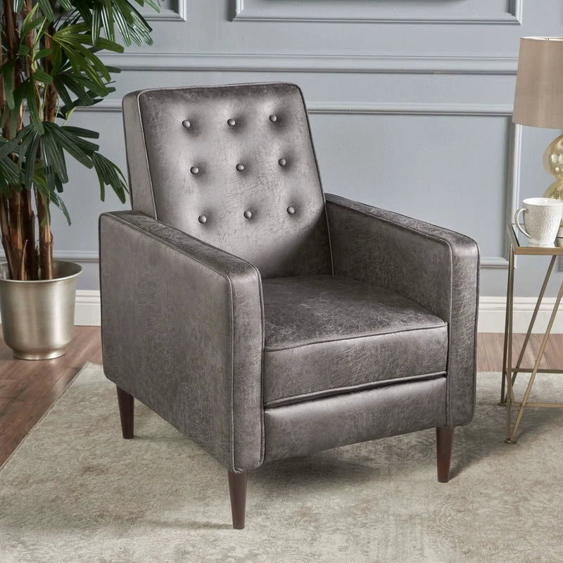 Macedonia - Button Tufted Fabric Recliner - Slate by Unique Piece Furniture