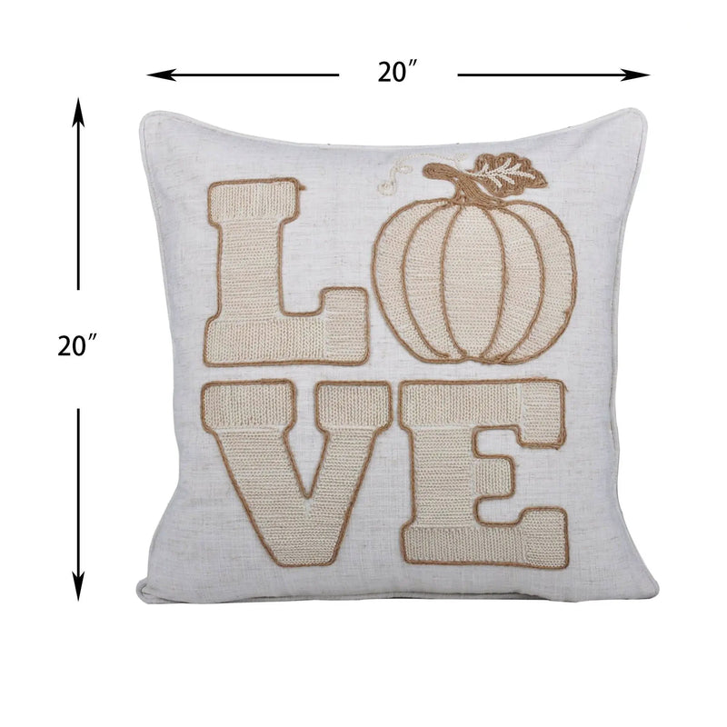 Love Pumpkin Embroidered Throw Pillow - Natural by Unique Piece Furniture