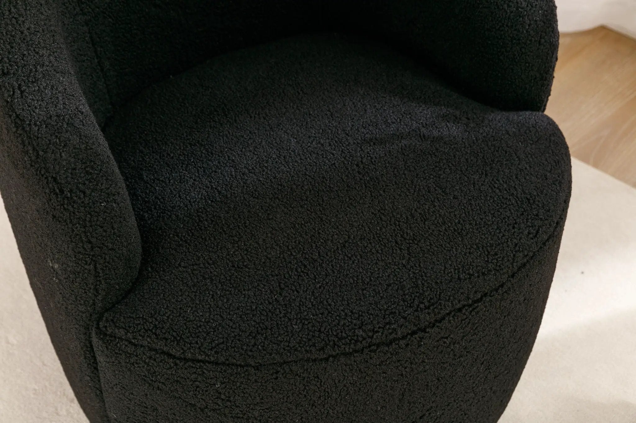 Teddy Fabric Swivel Accent Armchair Barrel Chair With Powder Coating Metal Ring by Unique Piece Furniture