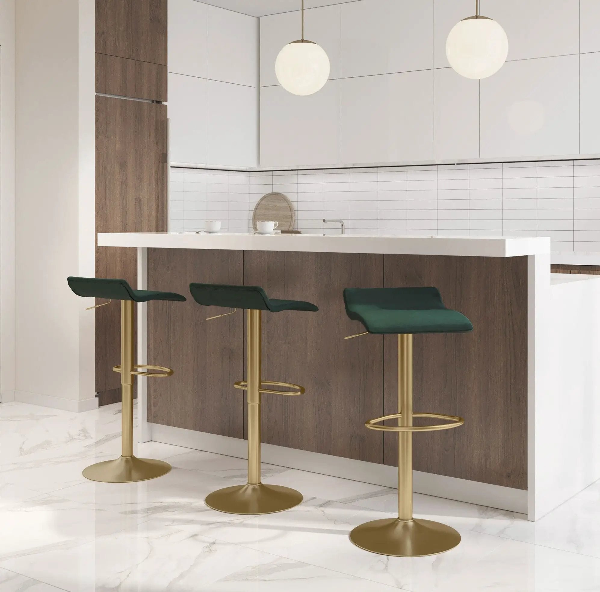 Ale - Contemporary Adjustable Height Barstool With Swivel With Oval Footrest (Set of 2) by HouseOfZazla