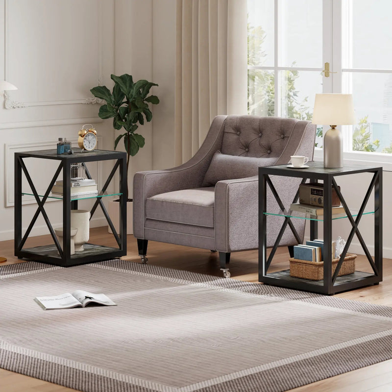 Set of 2 Modern End Tables for Bedroom & Living Room by HouseOfZazla