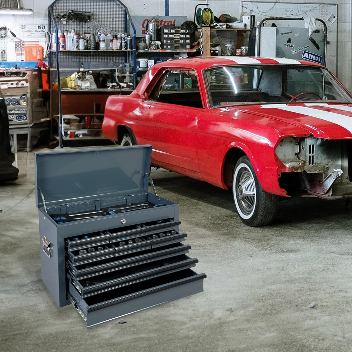 Heavy Duty Metal Tool Box - 24-inch Portable Organizer by HouseOfZazla