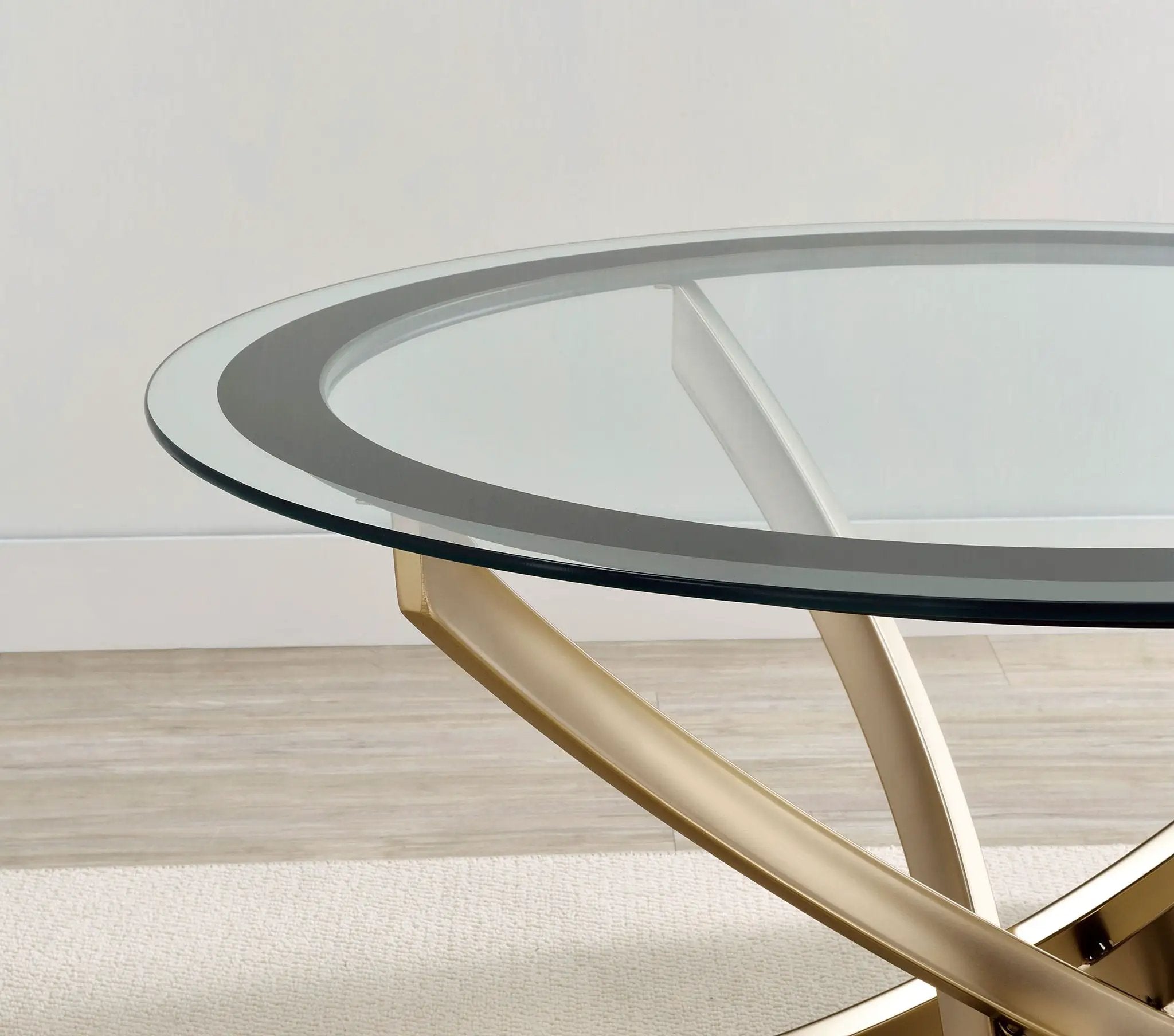 Brooke Round Glass Top Side End Table Metal Base Brass by Unique Piece Furniture