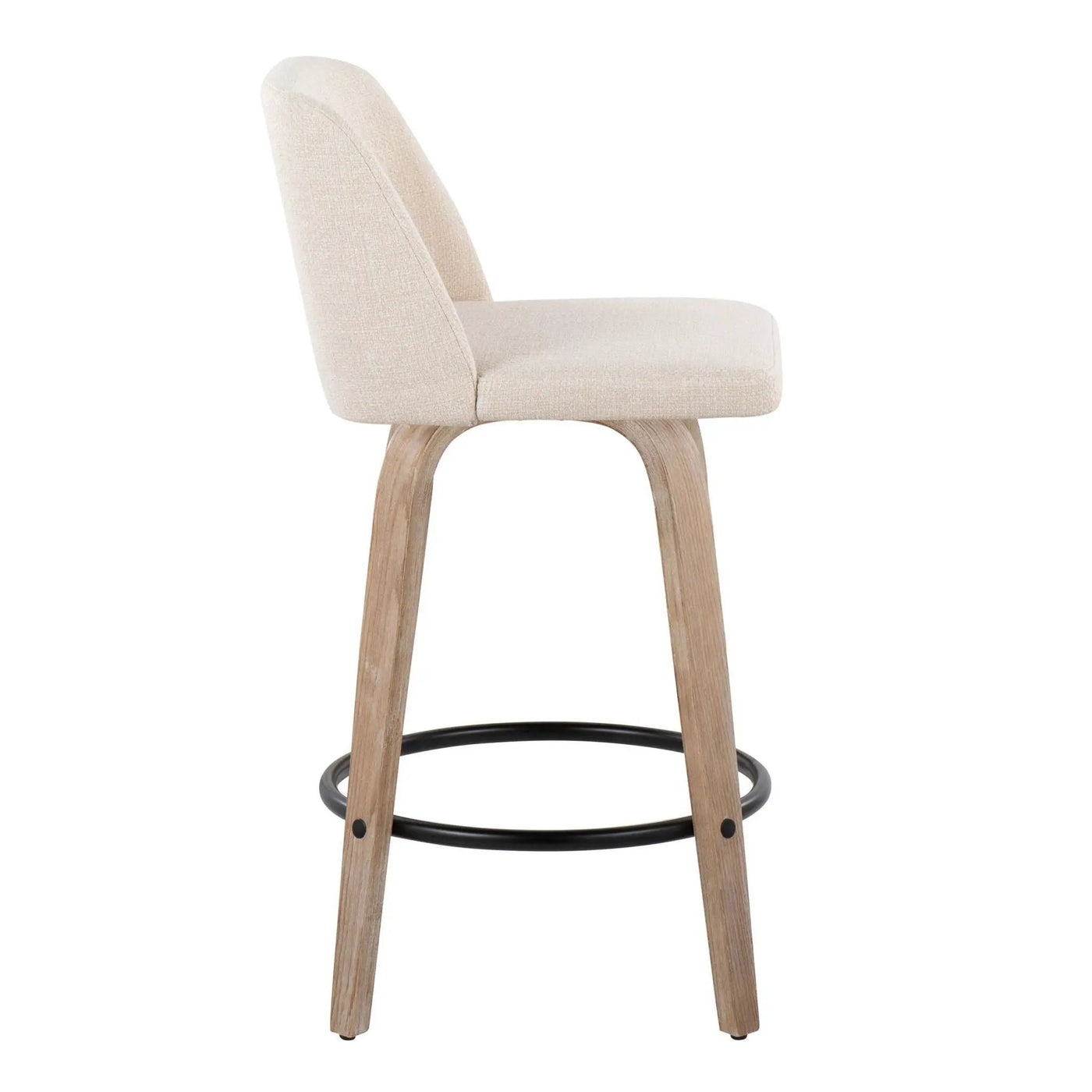 Toriano - Contemporary Fixed-Height Counter Stool & Swivel With Round Footrest (Set of 2) by HouseOfZazla