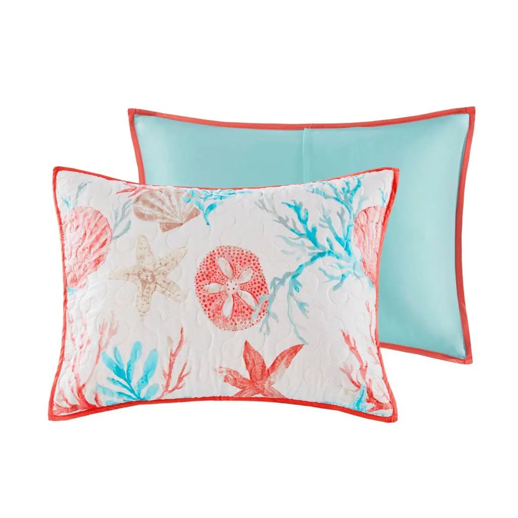 6 Piece Cotton Sateen Quilt Set with Throw Pillows Coral Full/Queen by HouseOfZazla