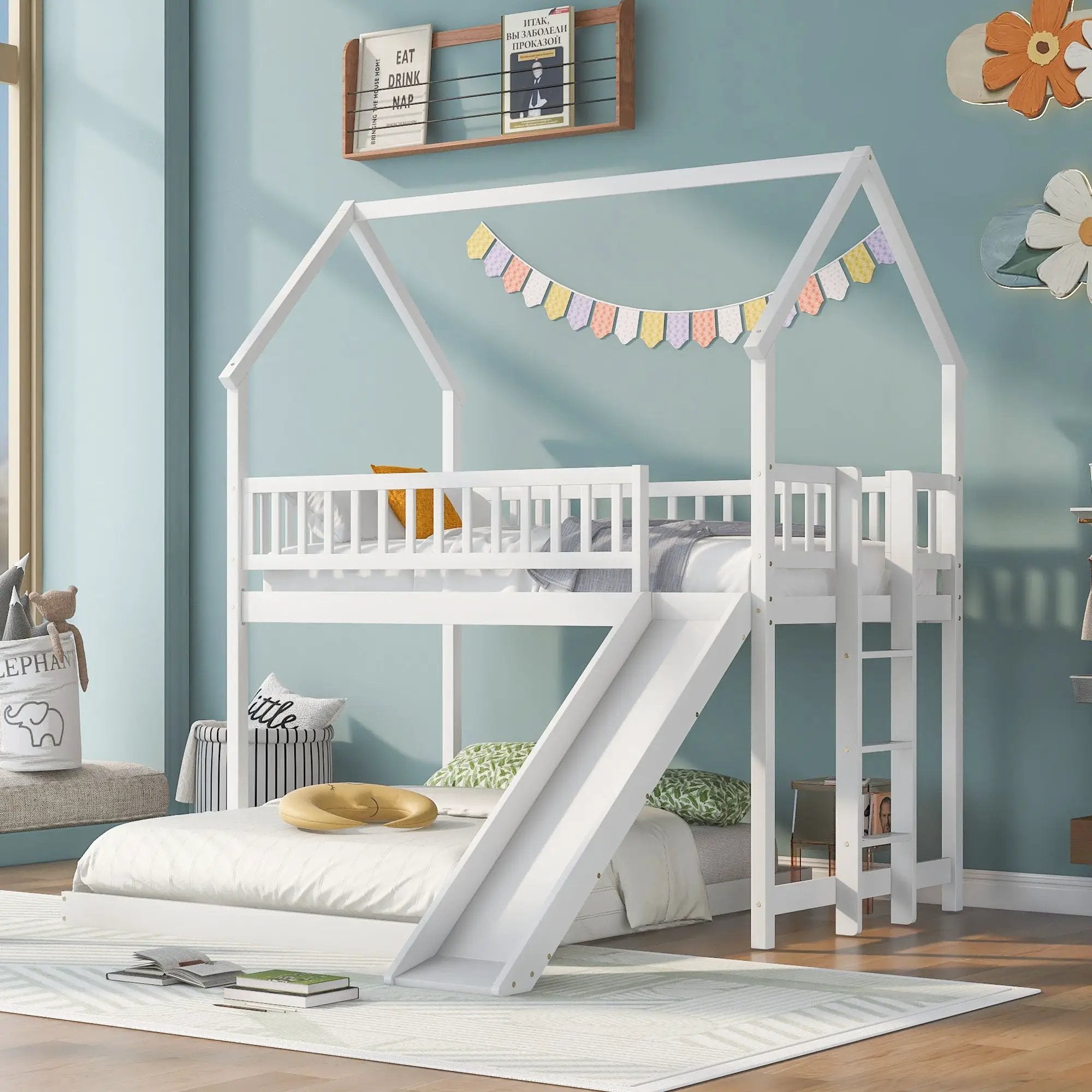 House Bunk Bed With Slide And Built In Ladder by Unique Piece Furniture
