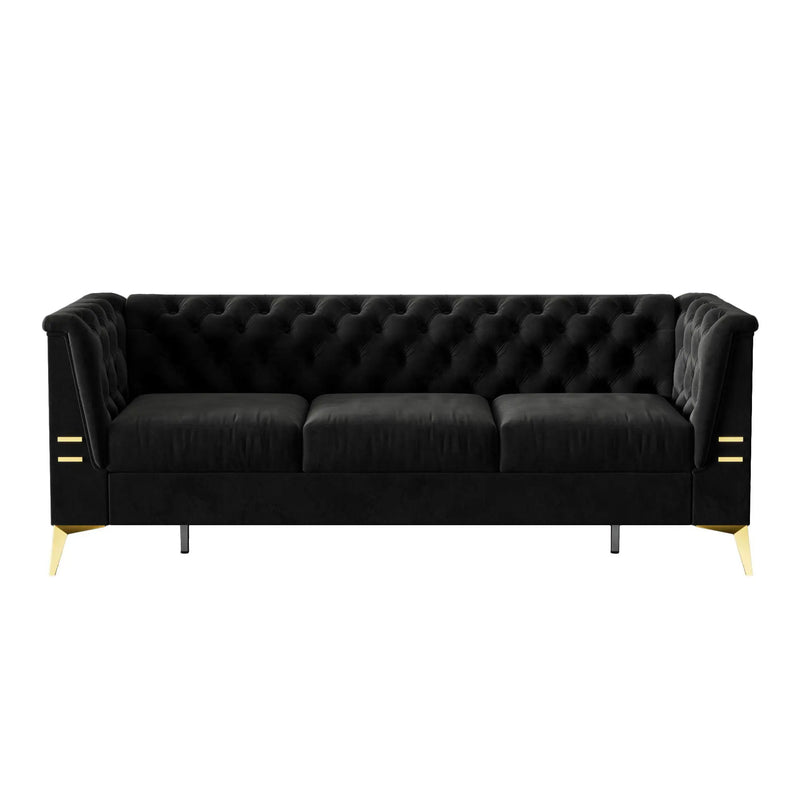 Luxurious Sofa With Legs, Modern Chesterfield Design, Tufted Upholstery, 3 Seat Couch For Living Room And Office by HouseOfZazla