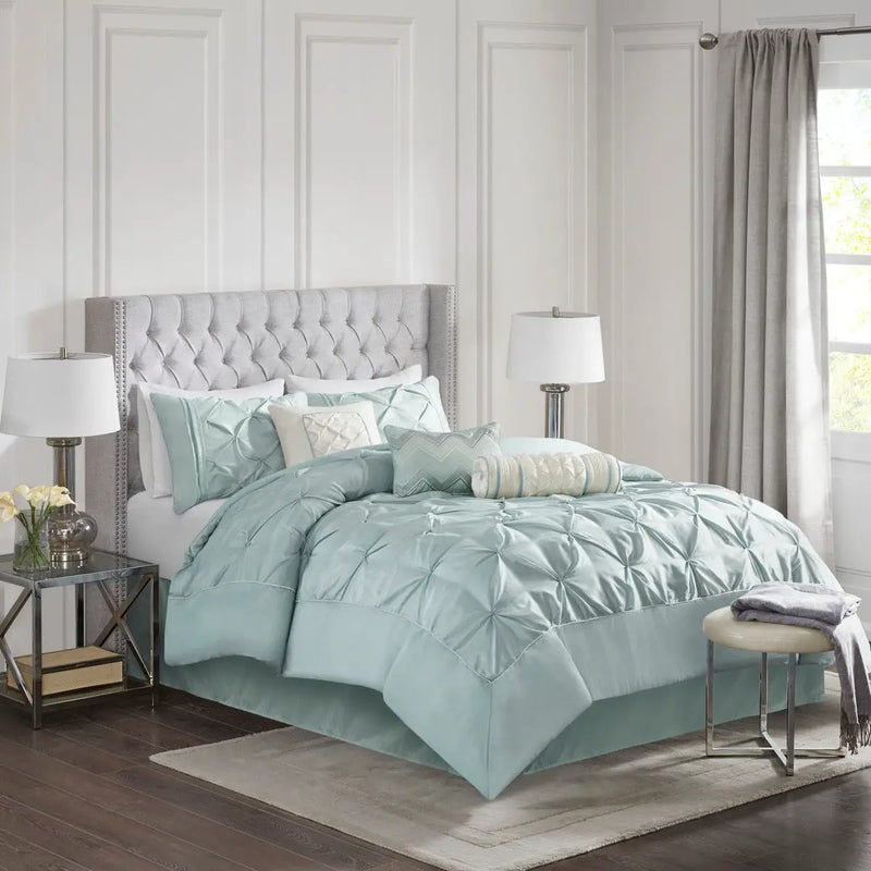 7 Piece Tufted Comforter Set Seafoam King by HouseOfZazla