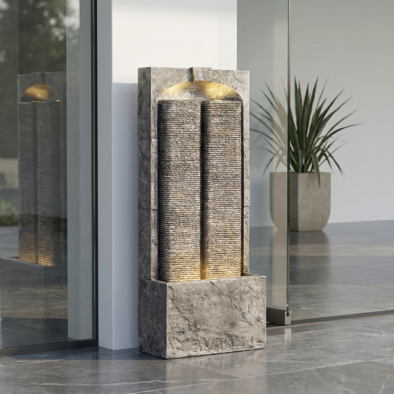 Outdoor Water Fountain Cascading LED Lights 39' H by HouseOfZazla