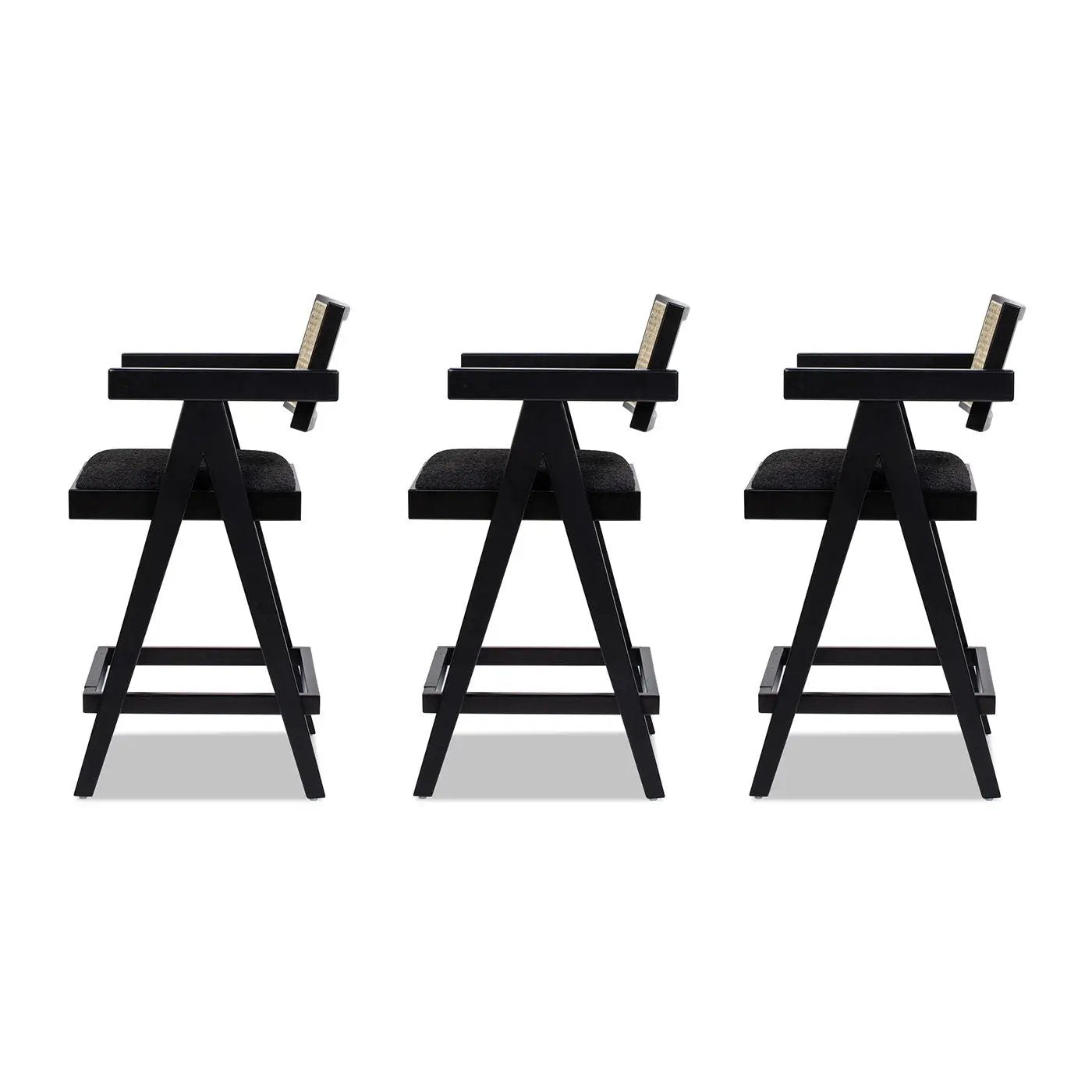 Milan - Modern Webbing Back Stool With Arms (Set of 3) by Unique Piece Furniture