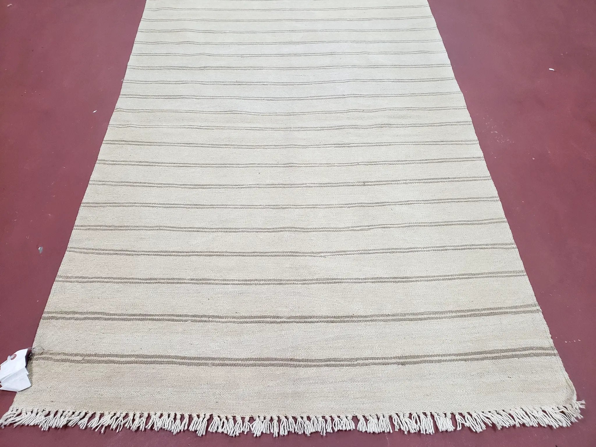 New Striped Turkish Kilim Area Rug 4x6 ft, Hand-Knotted, Wool, Light Gray, Earth Tone Decor, Flatweave Kilim, Two Toned Rug, Southwestern by Jewel Rugs